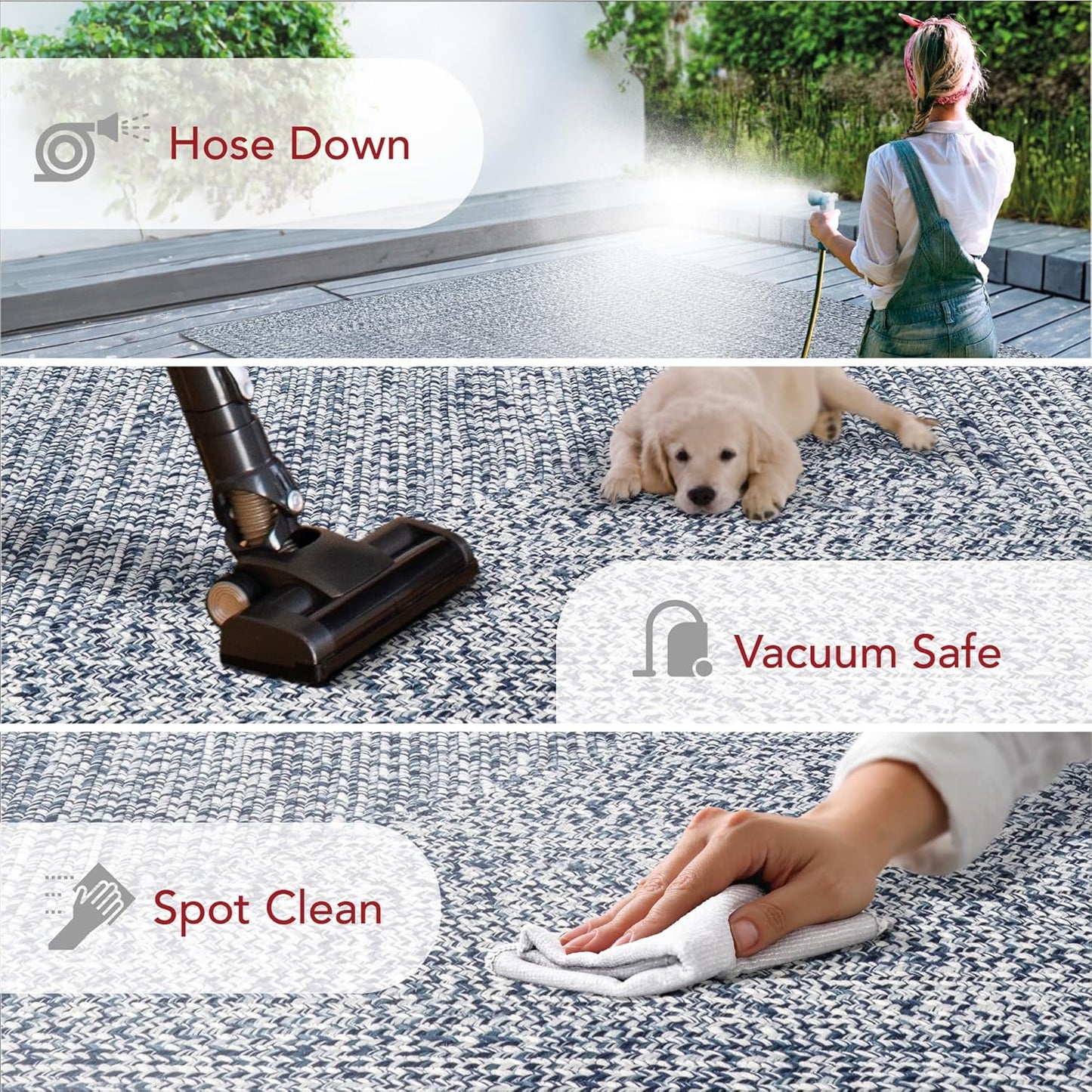 nuLOOM 6' x 9' Solid Hand Braided Indoor/Outdoor Area Rug, Pet-Friendly, High Traffic, Weather Resistant, for Patio, Balcony, Bedroom, Living, Dining Room, Wynn Navy