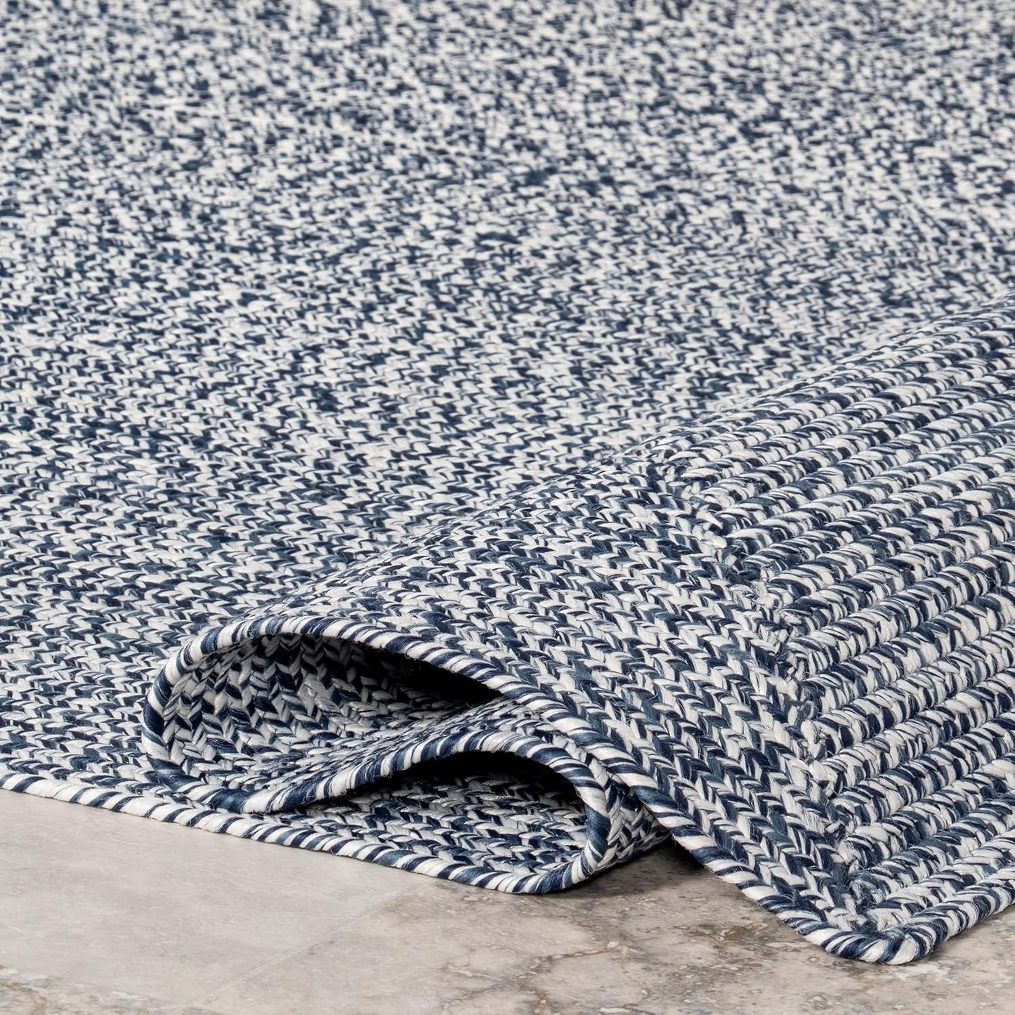 nuLOOM 2' x 14' Solid Hand Braided Indoor/Outdoor Area Rug, Pet-Friendly, High Traffic, Weather Resistant, for Patio, Balcony, Bedroom, Living, Dining Room, Wynn Navy
