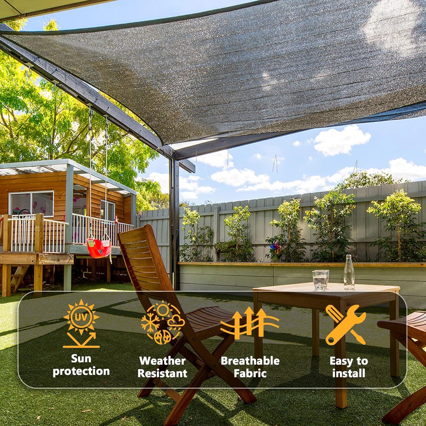 VICLLAX 90% Shade Cloth, 5x10FT Durable Black Mesh Trap with Every 3 FT Grommet, Sun Shade Fabric Netting for for Plants Cover, Greenhouse, Chicken Coop, Barn Kennel, Garden Patio