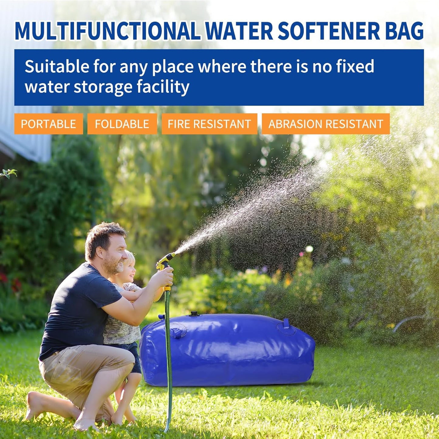 1000 L/264 gal Water Bladder Storage Containers, Foldable Portable Water Tank Large Capacity Soft Water Bag, Drought Resistance, Fire Prevention, Emergency Water