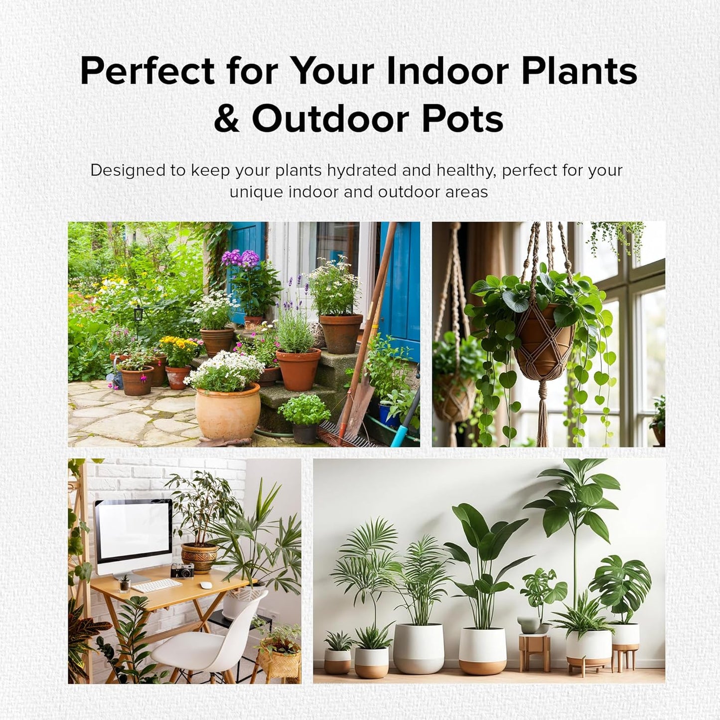 Plant Watering Spikes with Lids - Ideal for 4”-6” Pots - Vacation Friendly - Terracotta - Small - Set of 4