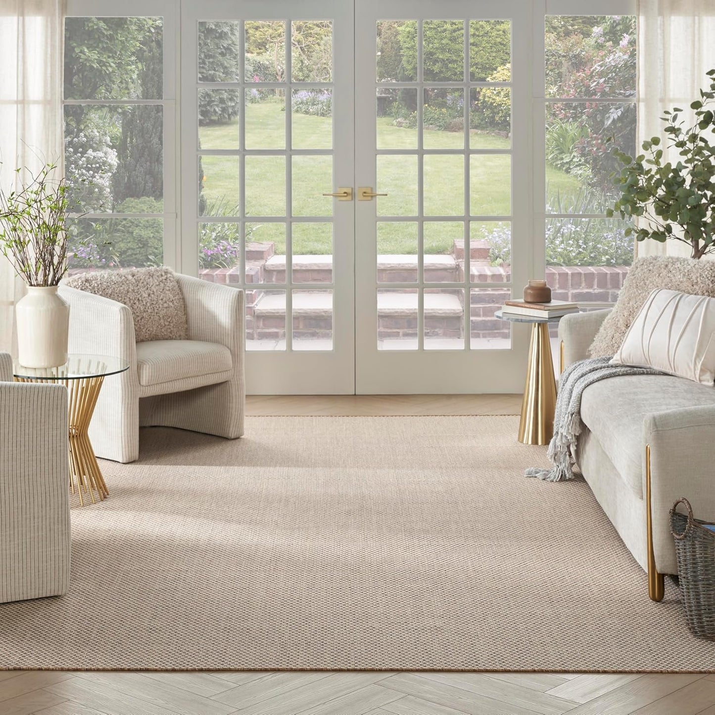 Nourison Home Courtyard Jute Ivory 9' x 12' Area Rug - Easy Clean, Non Shedding, Bed Room, Living Room, Dining Room, Kitchen (9' x 12')