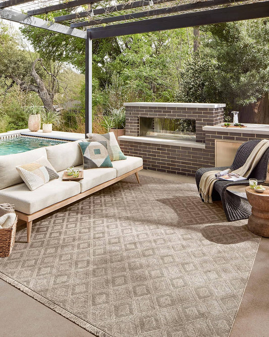 Loloi Dawn Collection Indoor/Outdoor DAW-07 Light Brown 6'-4" x 9'-2" Area Rug