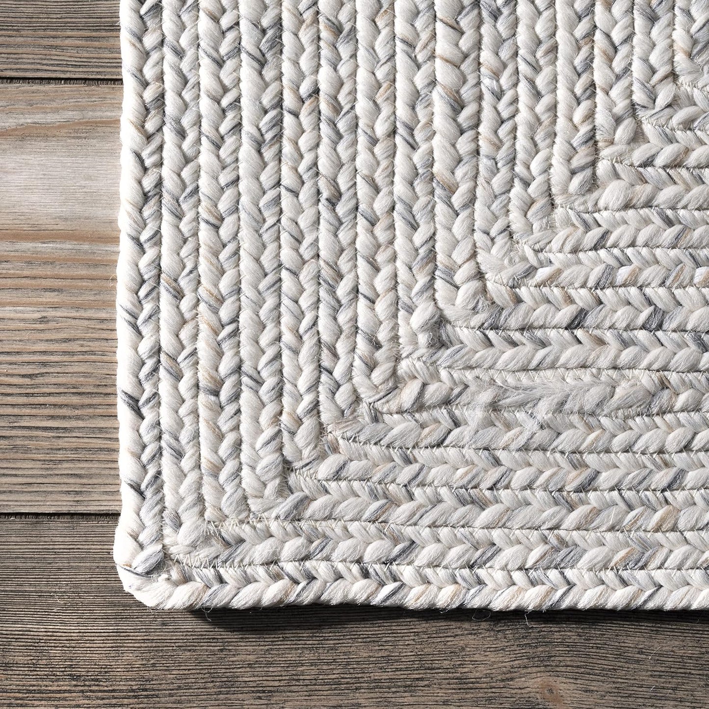 nuLOOM 8' Round Solid Hand Braided Indoor/Outdoor Area Rug, Pet-Friendly, High Traffic, Weather Resistant, for Patio, Balcony, Bedroom, Living, Dining Room, Wynn Ivory