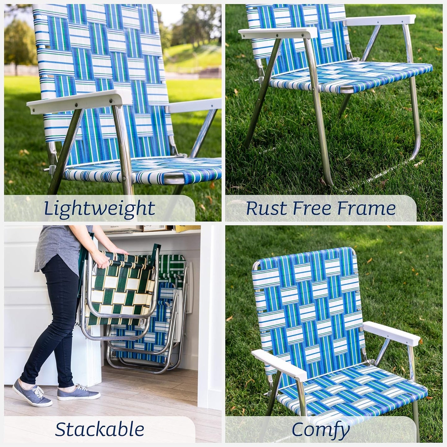 Lawn Chair USA Folding Aluminum Outdoor Patio Lawn Chair | Heavy-Duty Webbed Chairs for Camping, Sports, Beach, Yard & Tailgating | Lightweight Portable | Classic - Pink/White