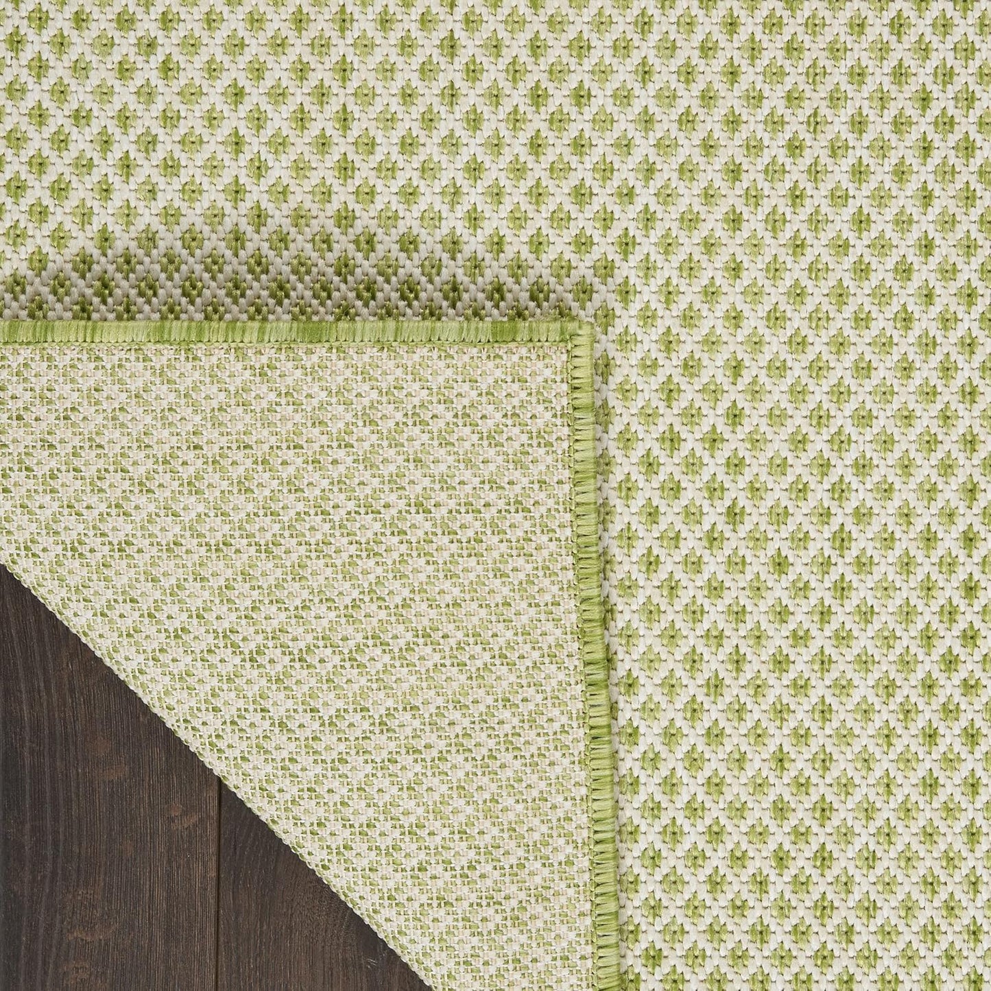 Nourison Home Courtyard Indoor/Outdoor Ivory Green 7' x 10' Area Rug, Geometric, Easy Cleaning, Non Shedding, Bed Room, Living Room, Dining Room, Deck, Patio, Backyard (7x10)