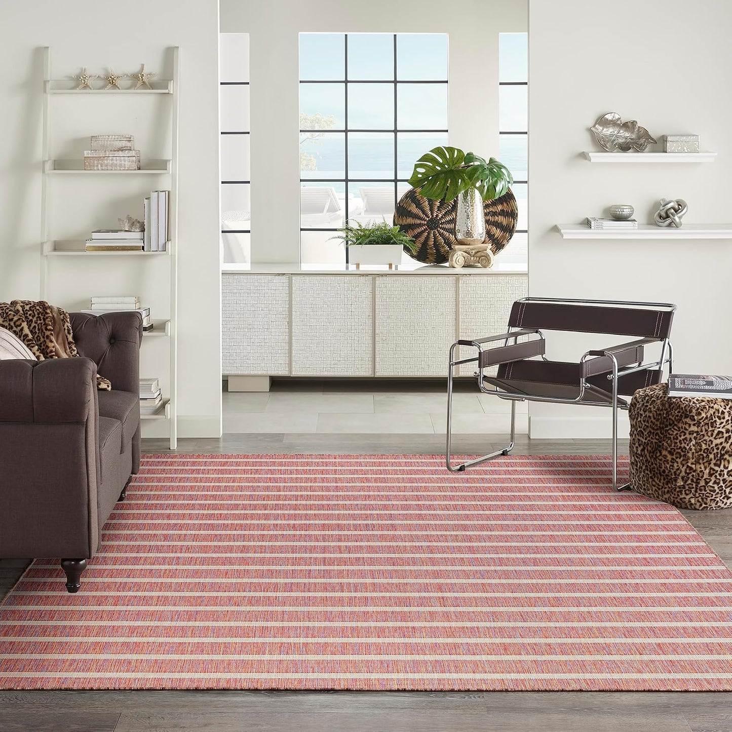 Nourison Home Positano Indoor/Outdoor Rainbow Ivory 8' x 10' Area Rug, Easy Cleaning, Non Shedding, Bed Room, Living Room, Dining Room, Backyard, Deck, Patio (8x10)