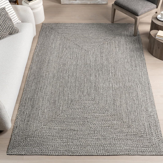 nuLOOM 2' x 18' Solid Hand Braided Indoor/Outdoor Area Rug, Pet-Friendly, High Traffic, Weather Resistant, for Patio, Balcony, Bedroom, Living, Dining Room, Wynn Salt and Pepper