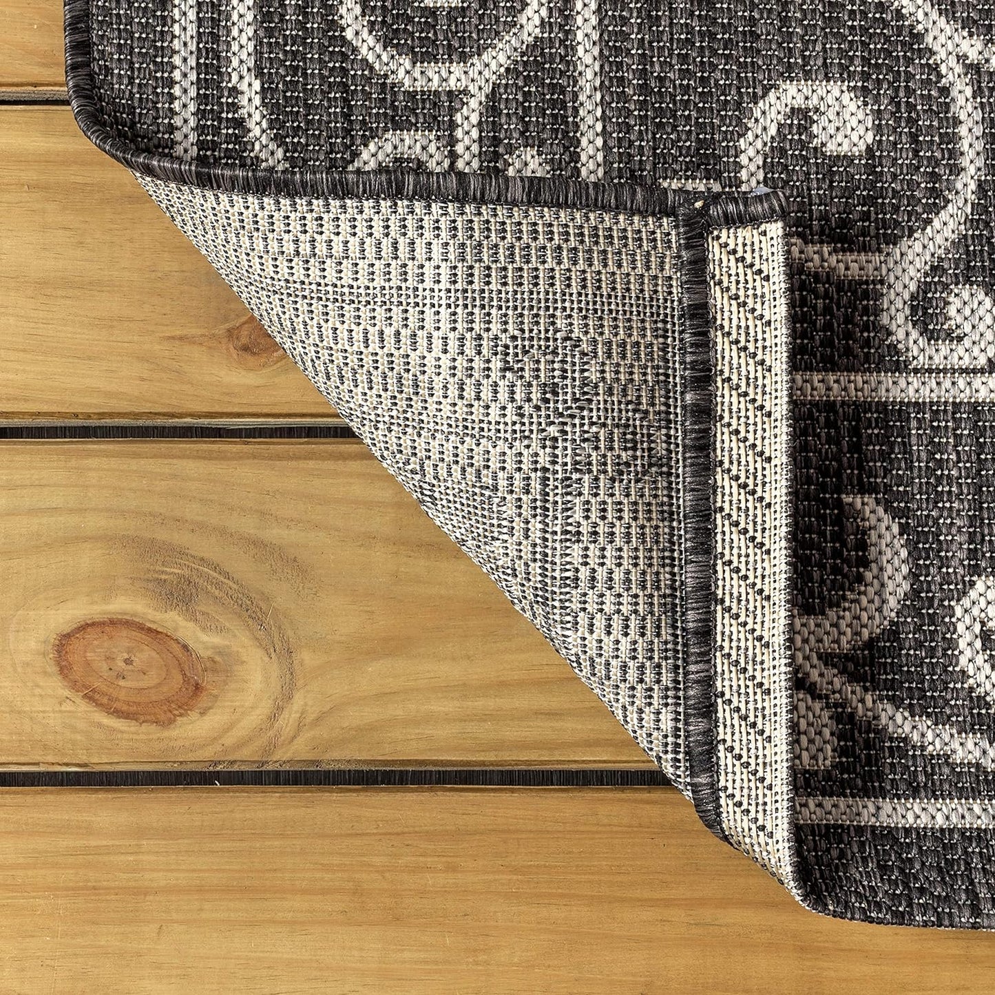 JONATHAN Y SMB106G-5 Charleston Vintage Filigree Textured Weave Indoor Outdoor Rug LivingRoom Backyard,5 X 8,Black/Gray