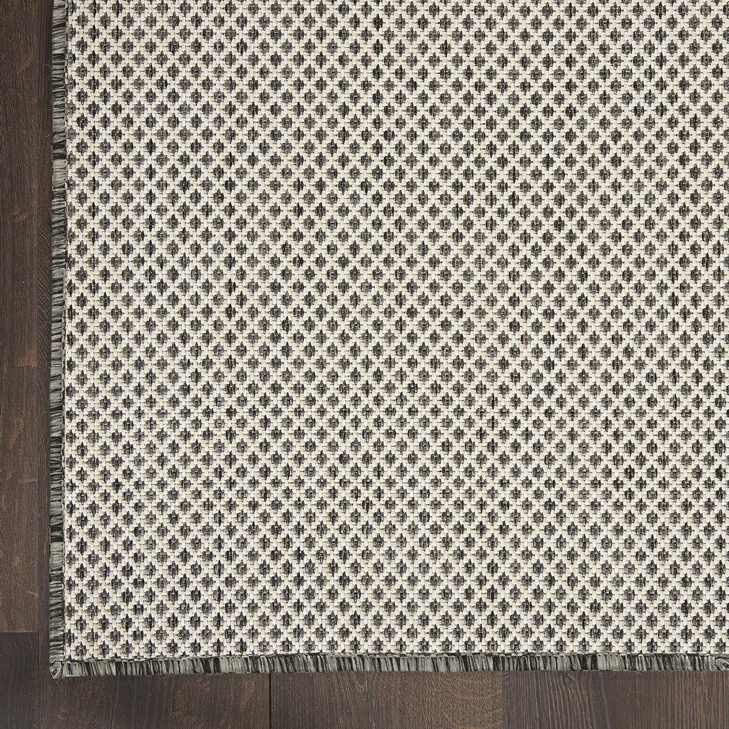 Nourison Home Courtyard Ivory Charcoal 2' x 6' Area Rug Easy Clean, Non Shedding, Bed Room, Living Room, Dining Room, Kitchen (6' Runner)
