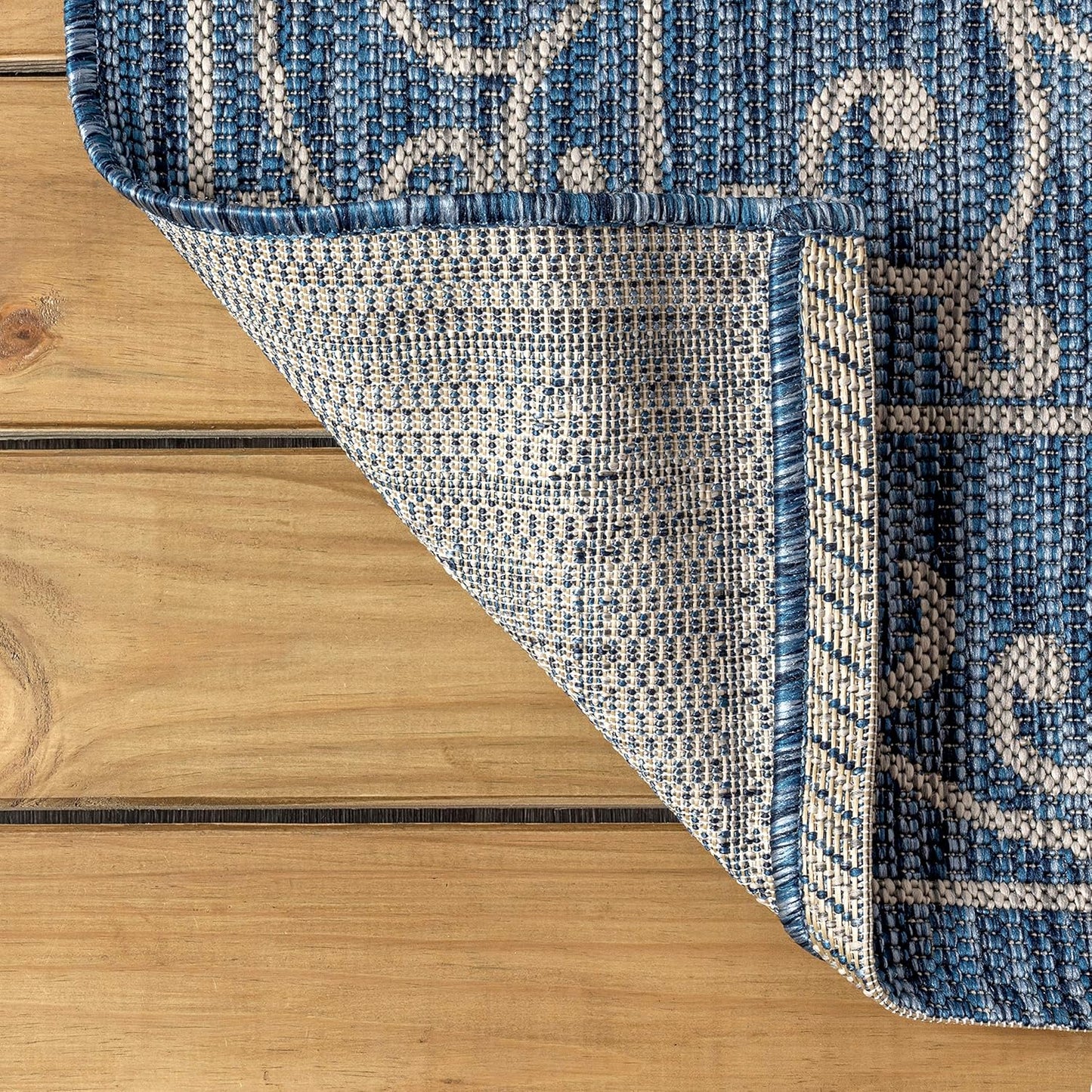 JONATHAN Y SMB106D-9 Charleston Vintage Filigree Textured Weave Indoor Outdoor Area Rug Classic Coastal Easy Cleaning Bedroom Kitchen Backyard Patio Non Shedding, 9 X 12, Navy/Gray
